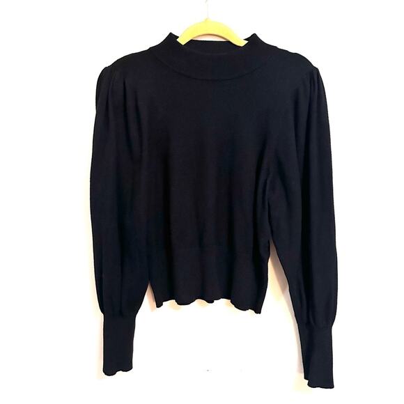 Express Mockneck Pullover Balloon Sleeve Sweater Black Womens Large - Picture 1 of 4